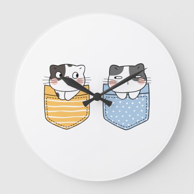 Grande Horloge Ronde Chats mignons (Recto)