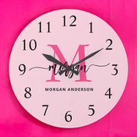 Chaud rose moderne Script Girl Monogramme Nom
