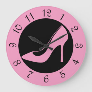 Grande Horloge Ronde Chaussure à talon rose