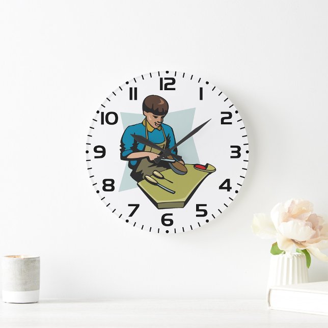 Grande Horloge Ronde Chaussure de réparation Cobbler Vintage Shoemaker (Créateur téléchargé)