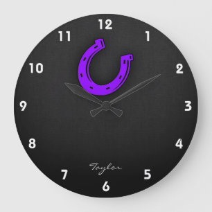 Grande Horloge Ronde Chaussure Violet Cheval
