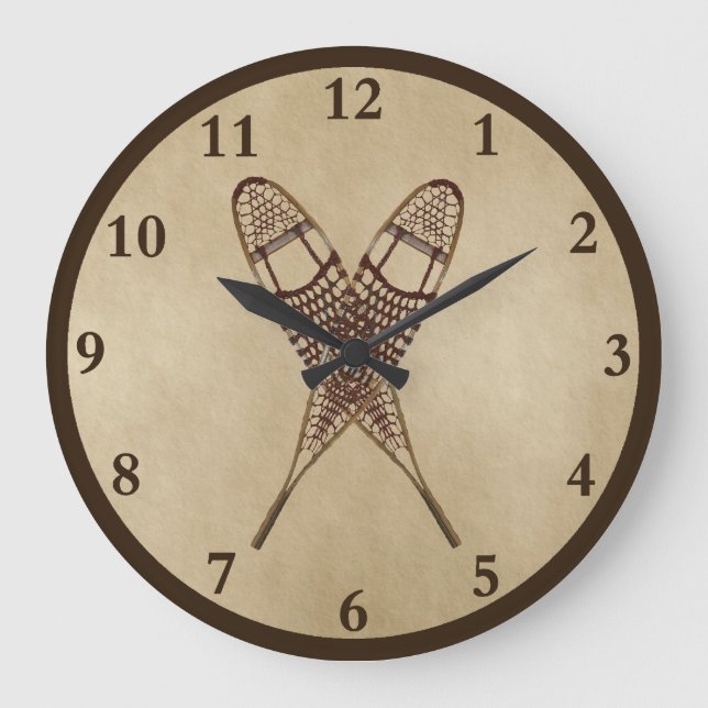 Grande Horloge Ronde Chaussures À Neige Sur Papier Ancien (Recto)