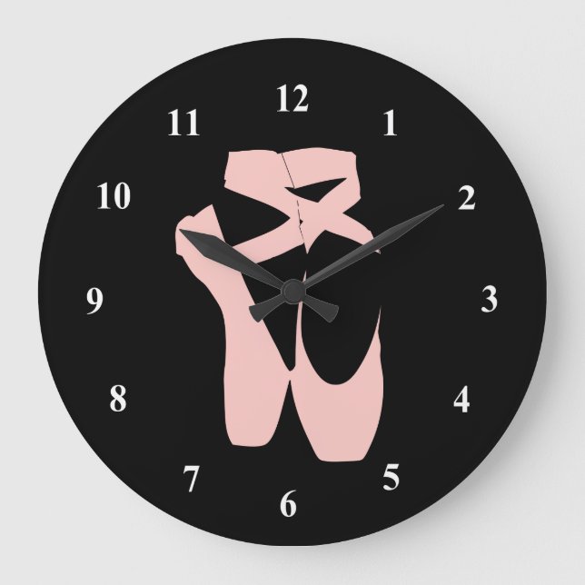Grande Horloge Ronde Chaussures pointes de ballon rose (Recto)