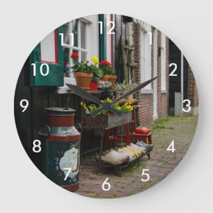 Grande Horloge Ronde Chaussures traditionnelles en bois hollandais sur 