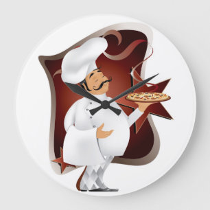 Grande Horloge Ronde chef pizza wallclock