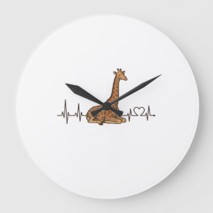 Grande Horloge Ronde Chemise à manches avec dessin de girafe vintage_1