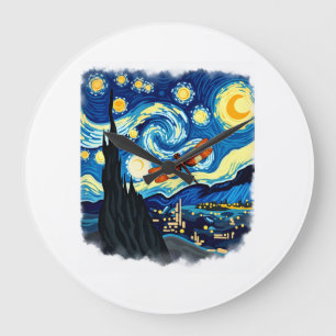 Grande Horloge Ronde Chemise artistique libellule Van Gogh Nuit étoilée