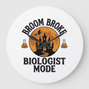 Grande Horloge Ronde Chemise de biologiste Halloween Vintage Science Sq