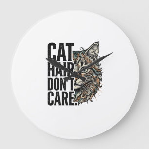 Grande Horloge Ronde Chemise de chat avec gravure vintage Cat Hair Don’