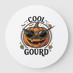 Grande Horloge Ronde Chemise de citrouille cool gravée vintage Hallowee