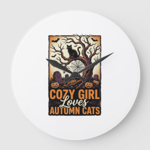 Grande Horloge Ronde Chemise de fille vintage Halloween amoureux des ch