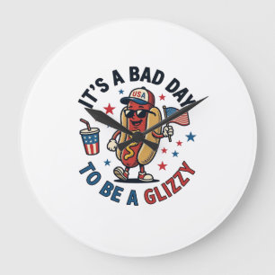 Grande Horloge Ronde Chemise de gravure vintage de hot dog patriotique