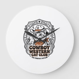 Grande Horloge Ronde Chemise de l'amant de chat occidental Cowboy - Nou