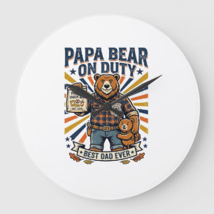 Grande Horloge Ronde Chemise de papa ours en service pour la fête des p