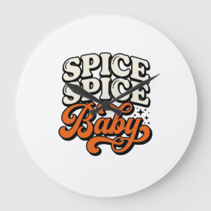 Grande Horloge Ronde Chemise de typographie rétro vintage Spice Spice B