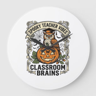 Grande Horloge Ronde Chemise d'école vintage de professeur de citrouill