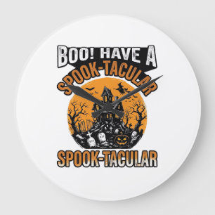 Grande Horloge Ronde Chemise Maison Hantée Halloween Spook-Tacular Vint