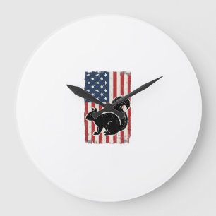 Grande Horloge Ronde Chemise patriotique écureuil drapeau américain vin