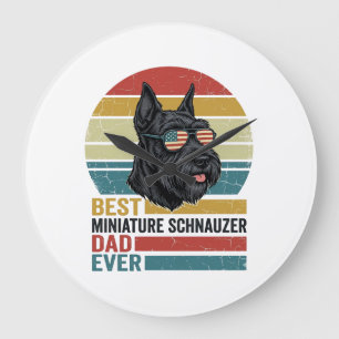 Grande Horloge Ronde Chemise patriotique vintage de papa Schnauzer mini