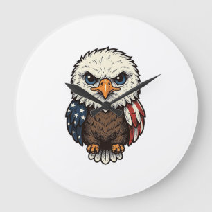 Grande Horloge Ronde Chemise vintage gravée à motif d'aigle bébé patrio