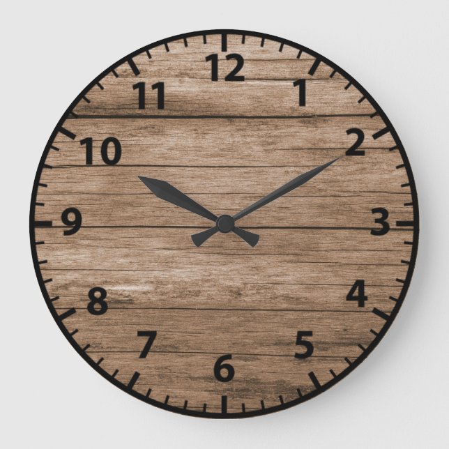 Grande Horloge Ronde Chêne à bois Faux (Recto)