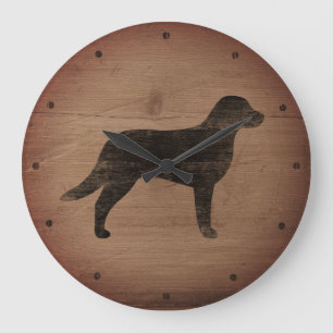Grande Horloge Ronde Chesapeake Bay Retriever Silhouette Style rustique