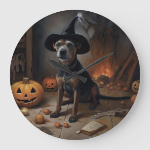 Grande Horloge Ronde Chesapeake Bay Terrier Citrouille Halloween effray