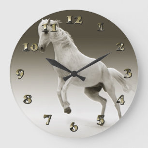 Grande Horloge Ronde Cheval blanc équestre