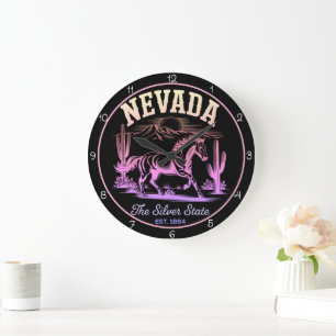 Grande Horloge Ronde Cheval de l'État d'Argent du Nevada