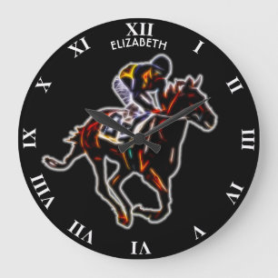 Grande Horloge Ronde Cheval d'emballage rougeoyant au néon