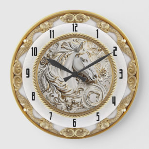 Grande Horloge Ronde Cheval en or Art Déco
