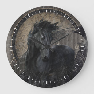 Grande Horloge Ronde Cheval gothique friésien