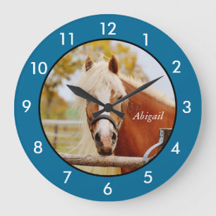 Grande Horloge Ronde Cheval personnalisé