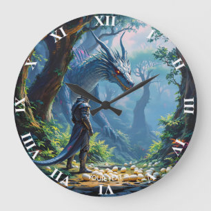 Grande Horloge Ronde Chevalier du dragon d'œufs mignons de fantaisie