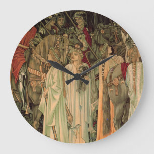 Grande Horloge Ronde Chevaliers médiévaux de la Table Ronde