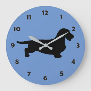 Grande Horloge Ronde Cheveux ronds Dachshund - Silhouette 1
