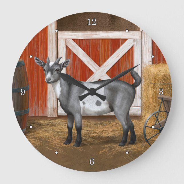 Grande Horloge Ronde Chèvre tachetée gris mou (Recto)