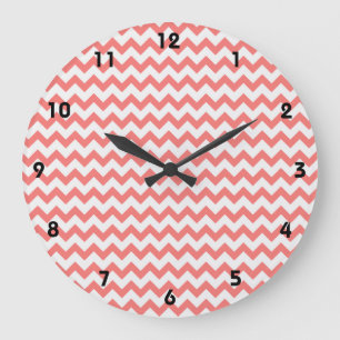 Grande Horloge Ronde Chevron rose de corail