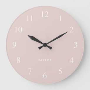 Grande Horloge Ronde Chic et élégant rose et blanc