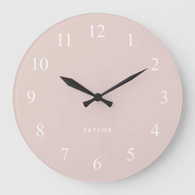Grande Horloge Ronde Chic et élégant rose et blanc (Recto)
