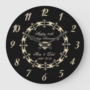 Grande Horloge Ronde Chic Gold Diamonds 25e anniversaire de mariage