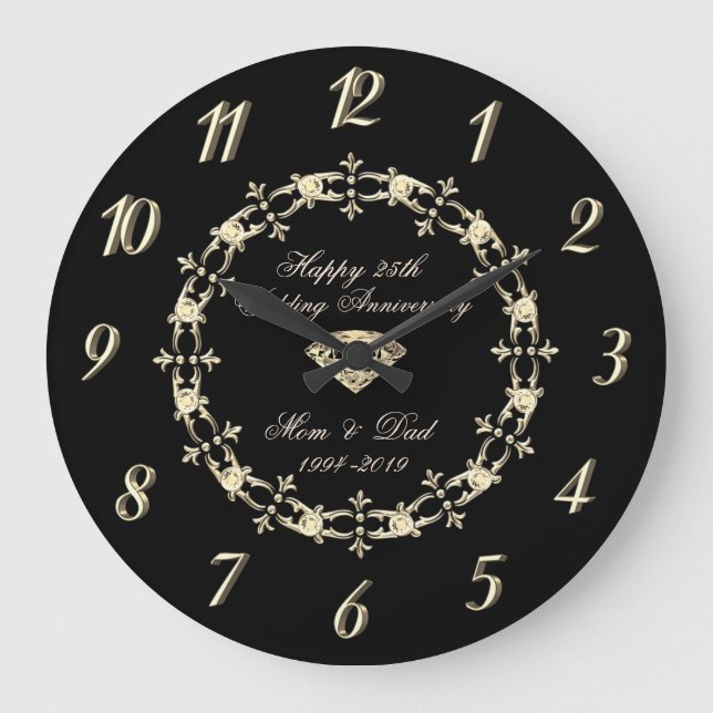 Grande Horloge Ronde Chic Gold Diamonds 25e anniversaire de mariage (Recto)