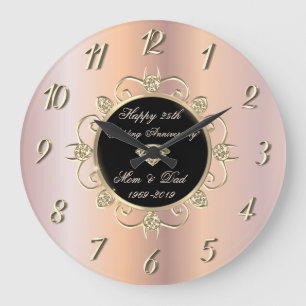 Grande Horloge Ronde Chic Rose Gold Diamants 50e Anniversaire de Mariag