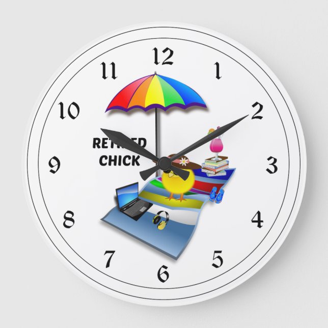 Grande Horloge Ronde Chick retraité à la plage (Recto)