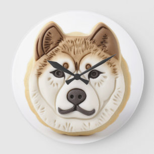 Grande Horloge Ronde Chien Akita Inspiré de la 3D