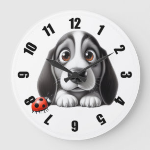 Grande Horloge Ronde Chien avec une coccinelle