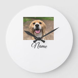 Grande Horloge Ronde Chien chat photo ajouter le nom de l'animal de com
