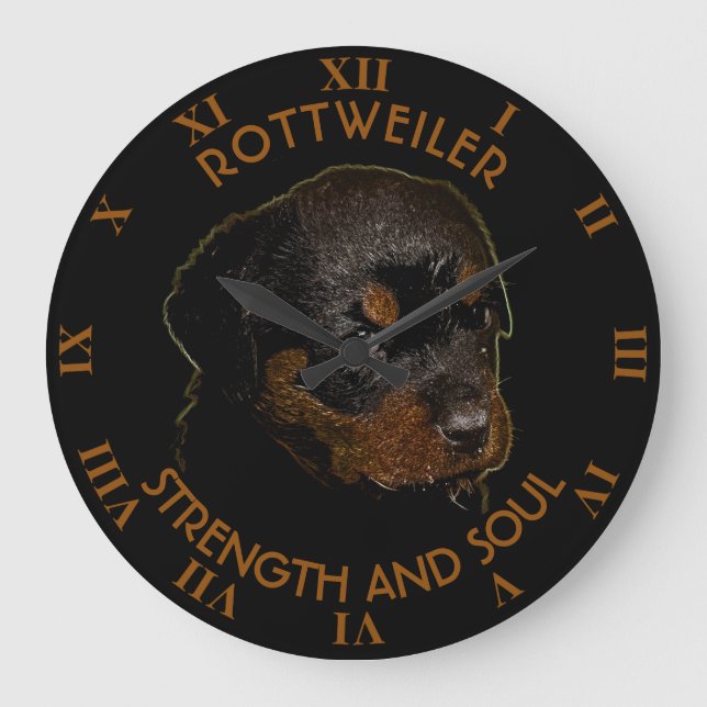 Grande Horloge Ronde Chien coquelicot de Dark Cute (Recto)