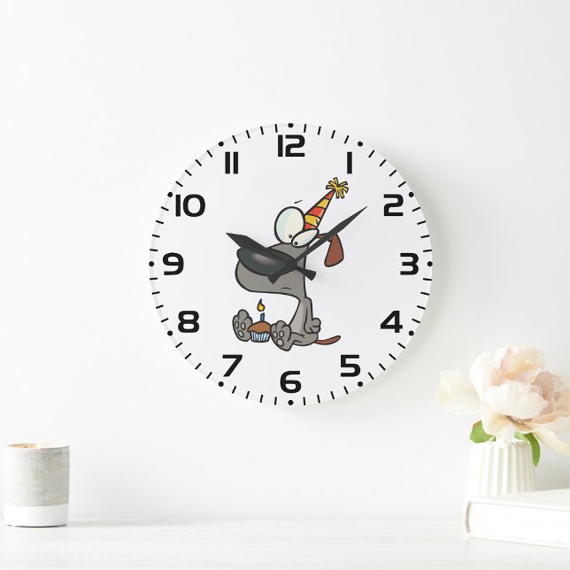 Grande Horloge Ronde Chien d'anniversaire (Créateur téléchargé)