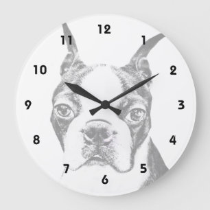 Grande Horloge Ronde Chien de Boston Terrier